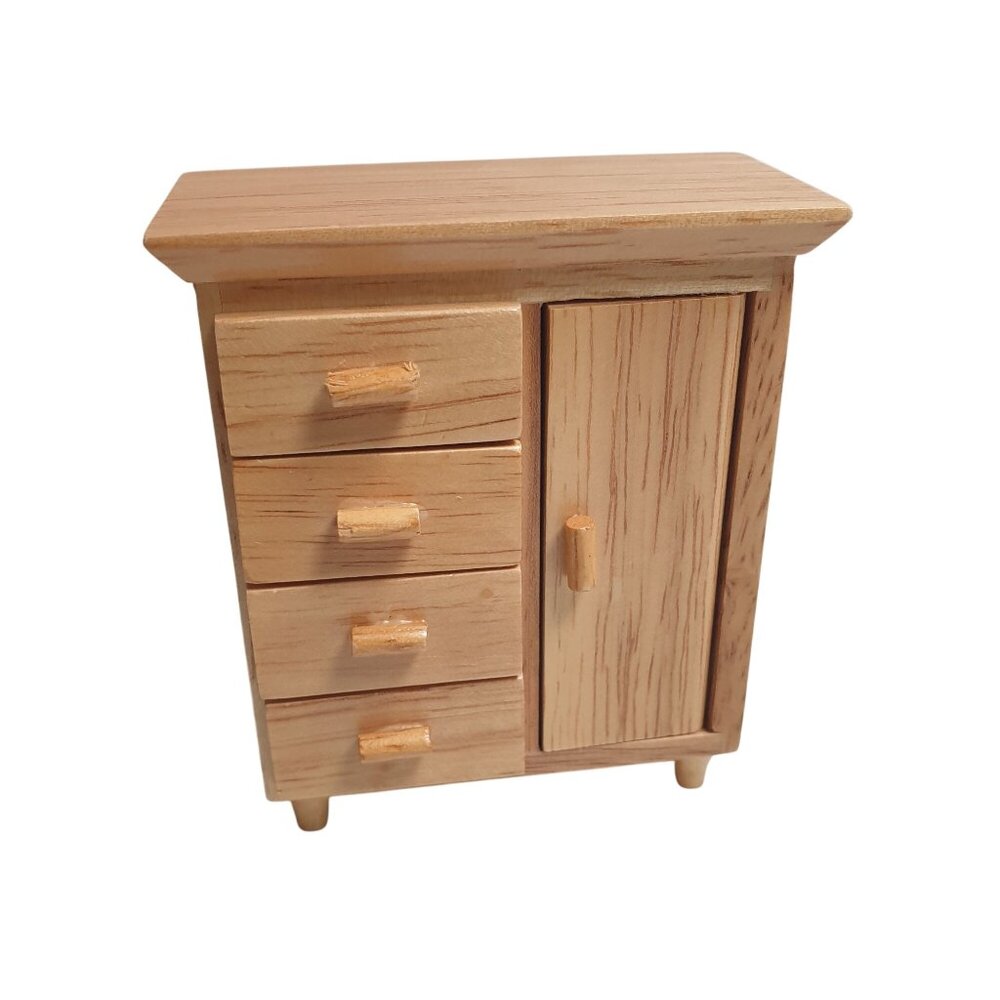 Miniature Wooden Dollhouse Dresser Bedroom Nursery Drawers Cabinet